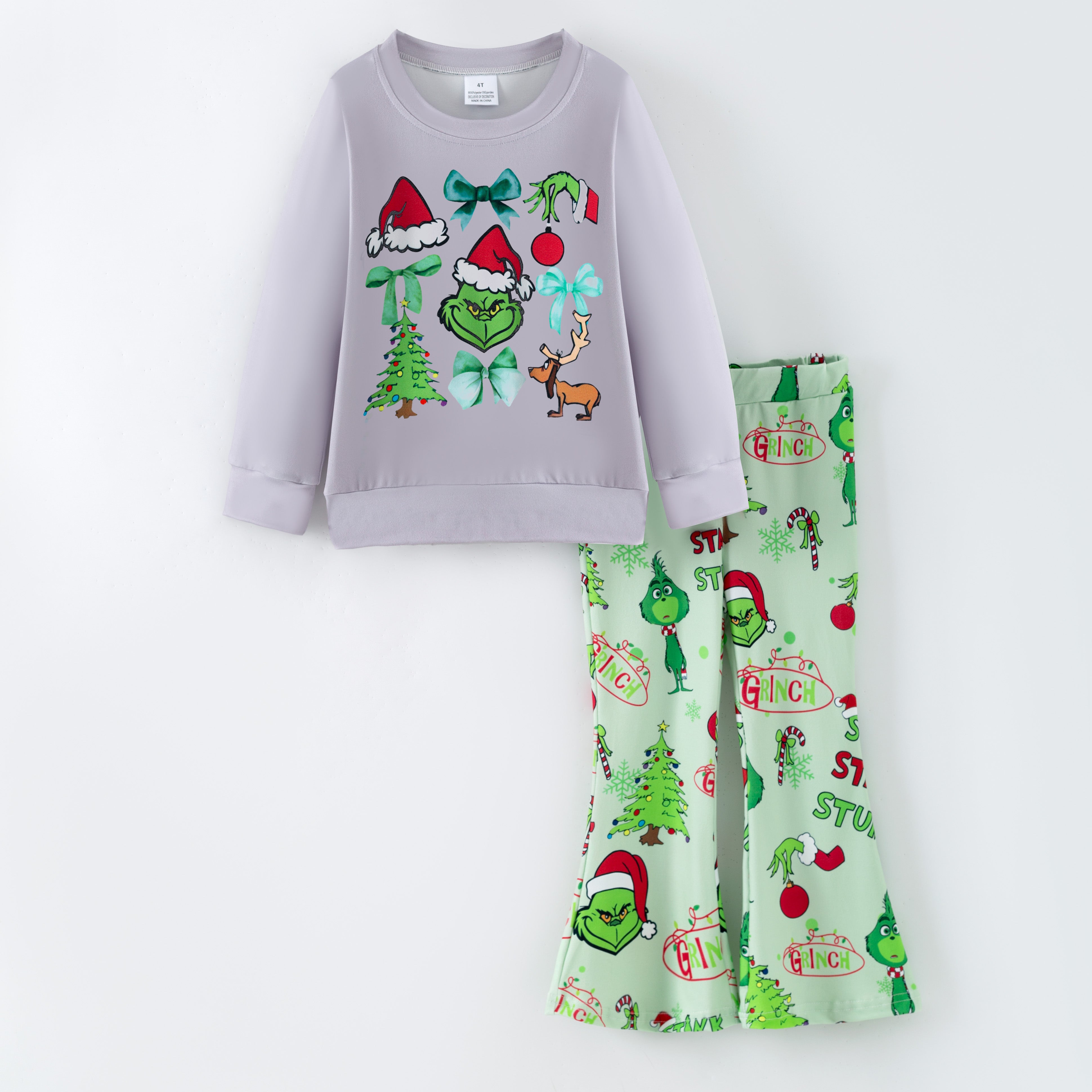 (Pre Order,Prepack Zone)Girls Christmas Cartoon Print Set(Mix Size)