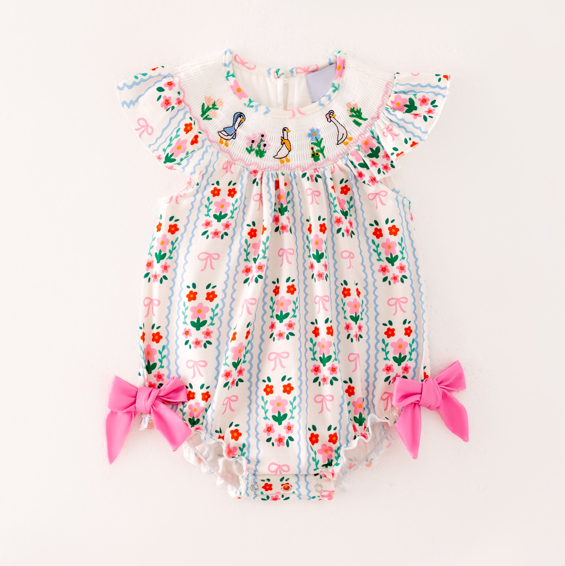 (Pre Order)Sisters Spring and Summer Goose Embroidery Smocked Dress&Romper