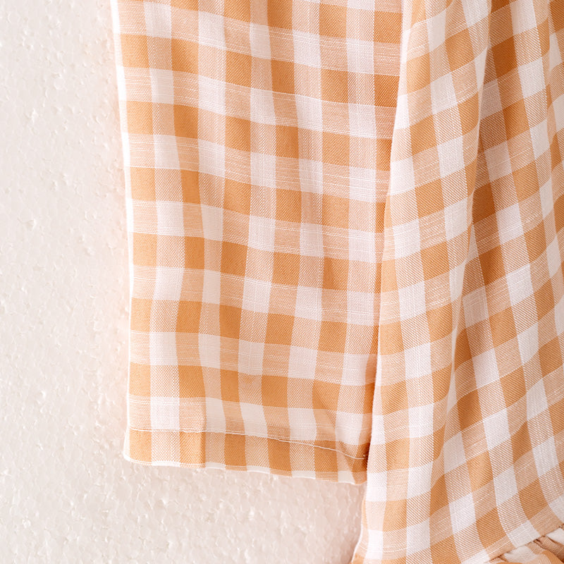 (In Stock)Girls Fall Khaki Plaid Cotton Dress