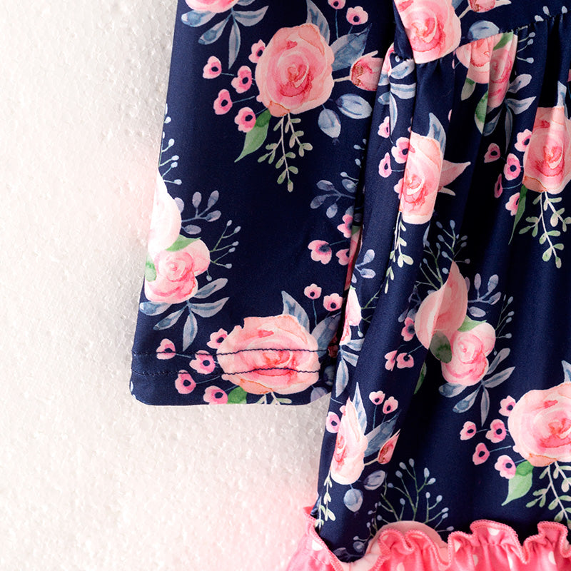 (In Stock)Girls Fall Floral Print Dress