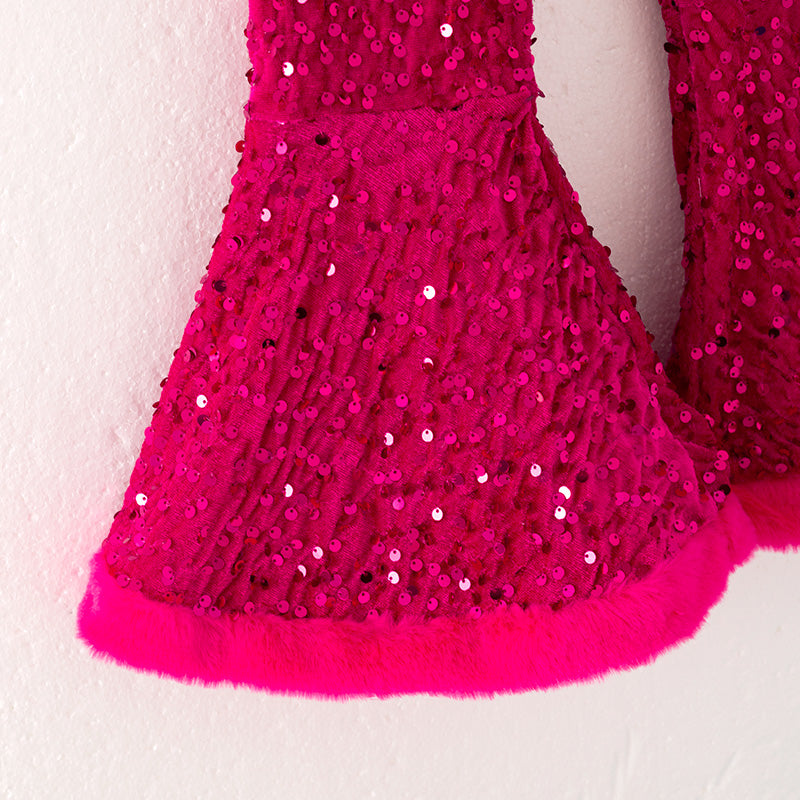 (In Stock)Girls Christmas Hot Pink Sequin Pants