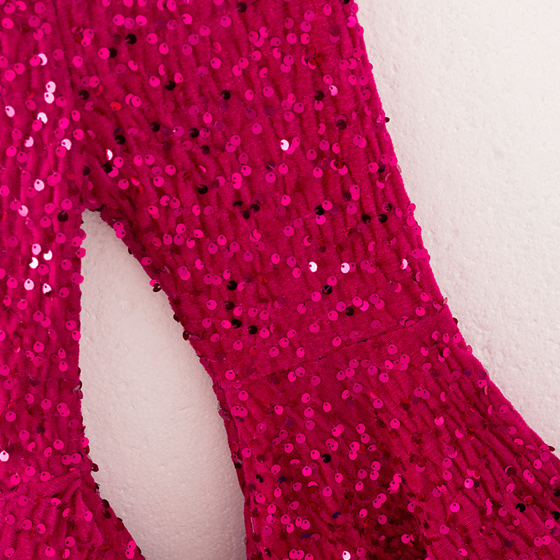 (In Stock)Girls Christmas Hot Pink Sequin Pants