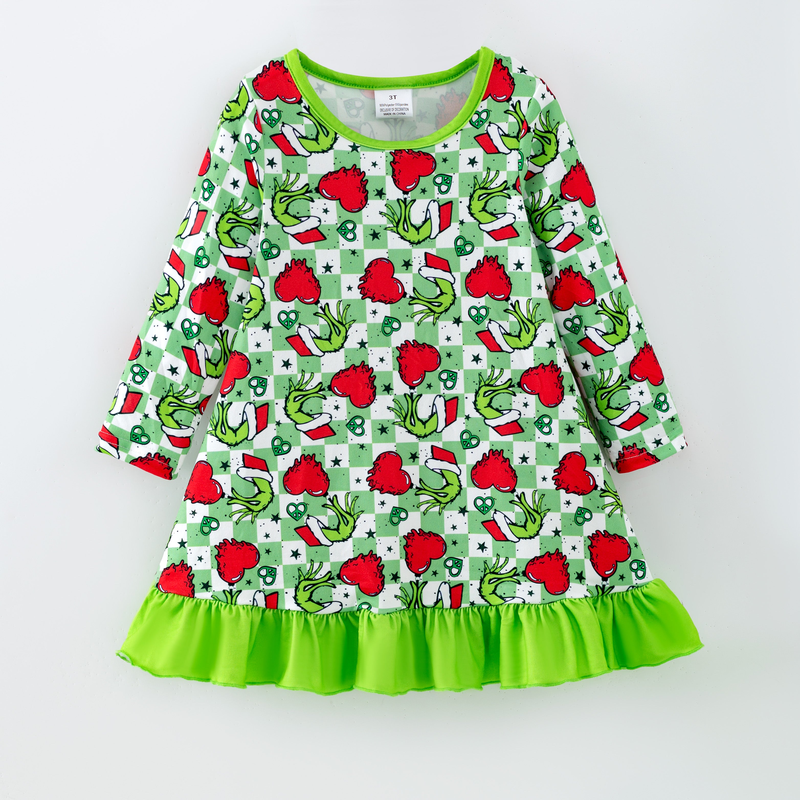 (Pre Order,Prepack Zone)Girls Christmas Cartoon Print Dress,Set&Romper