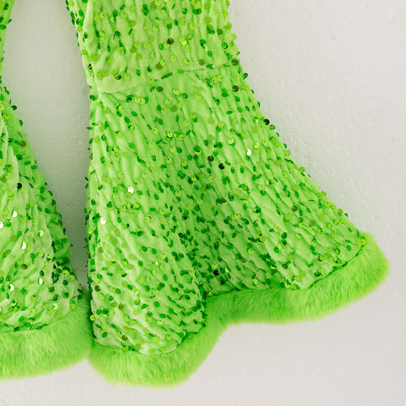 (In Stock)Girls Christmas Green Sequin Pants