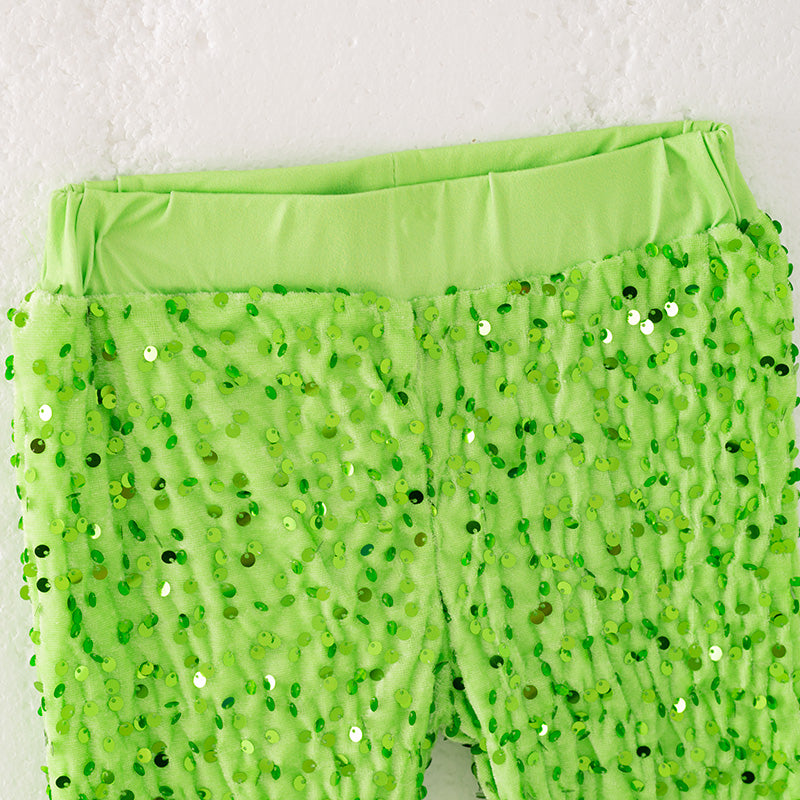 (In Stock)Girls Christmas Green Sequin Pants