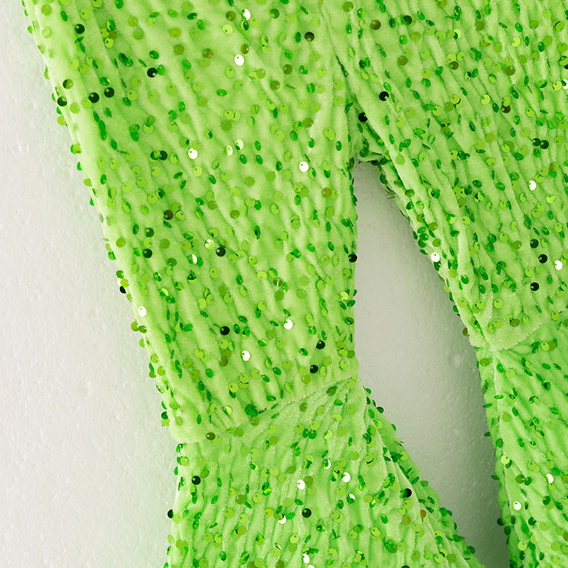 (In Stock)Girls Christmas Green Sequin Pants