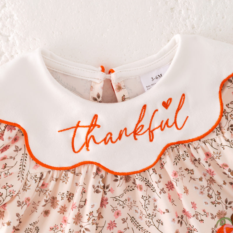 (In Stock)Toddler Girls Thanksgiving Pumpkin Applique Bloomer Set