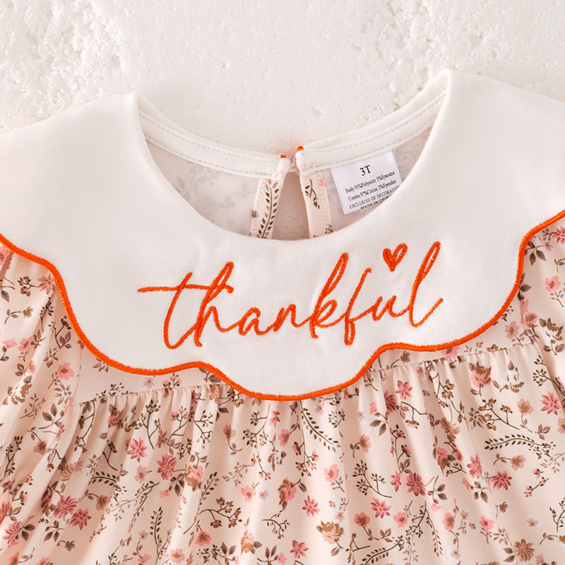 (In Stock)Girls Thanksgiving Pumpkin Applique Outfit Set
