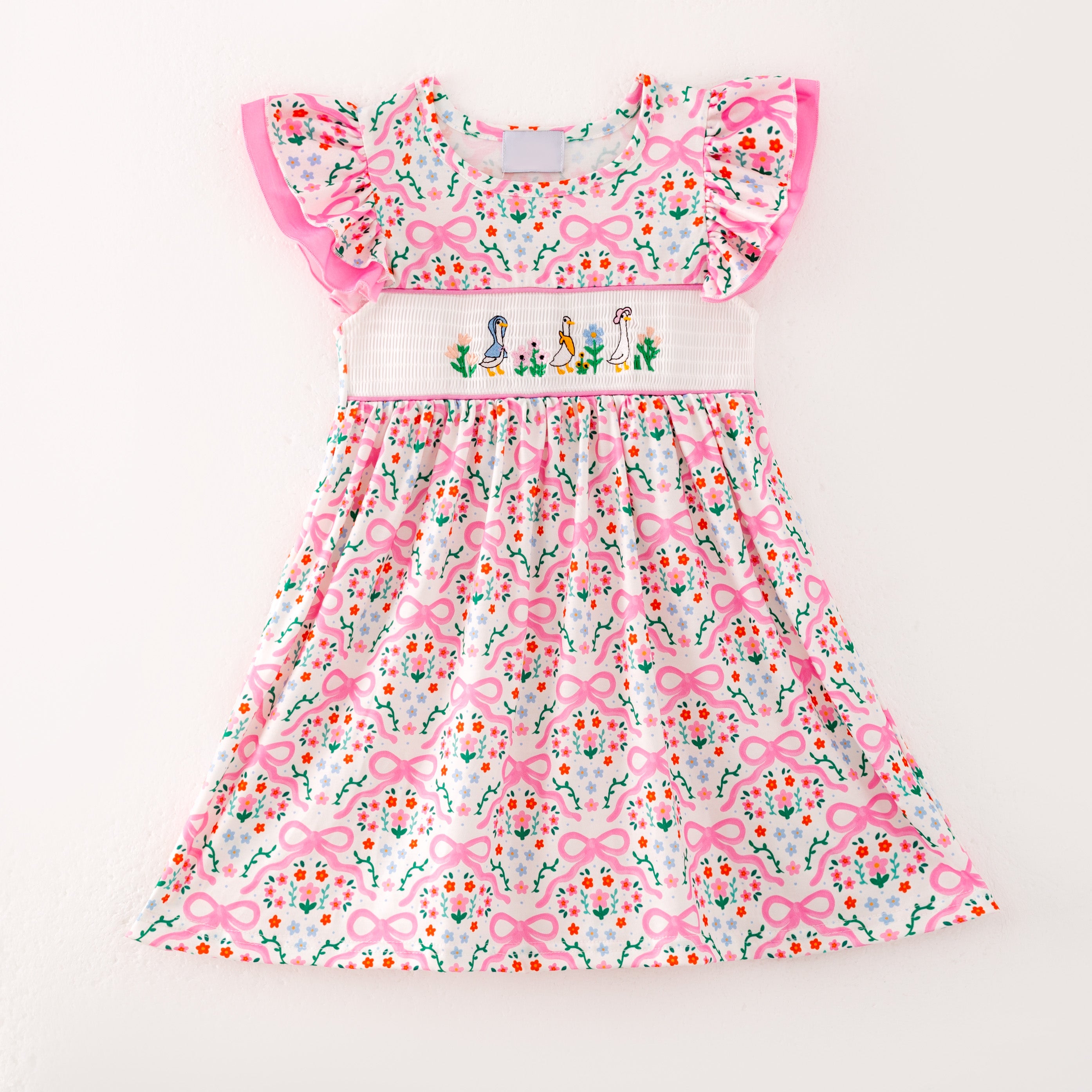 (Pre Order)Sisters Spring and Summer Goose Embroidery Smocked Dress&Bloomer Set