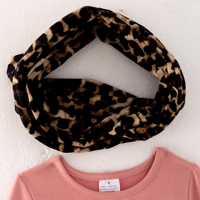 (In Stock G23-2-2)Girls Fall Leopard Print Outfit Set