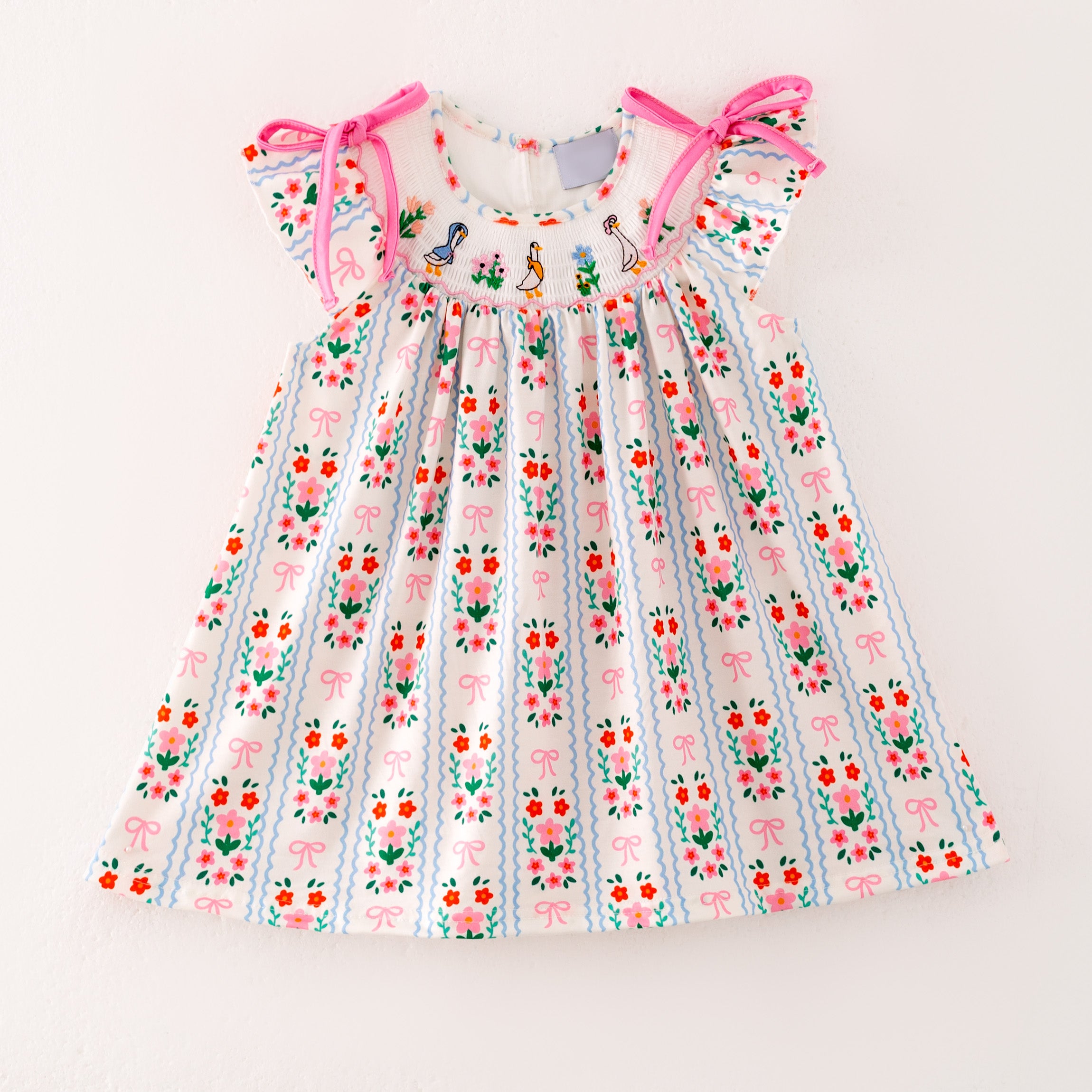 (Pre Order)Sisters Spring and Summer Goose Embroidery Smocked Dress&Romper
