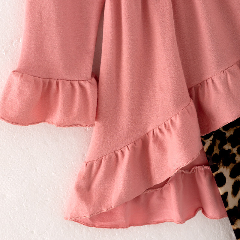 (In Stock G23-2-2)Girls Fall Leopard Print Outfit Set