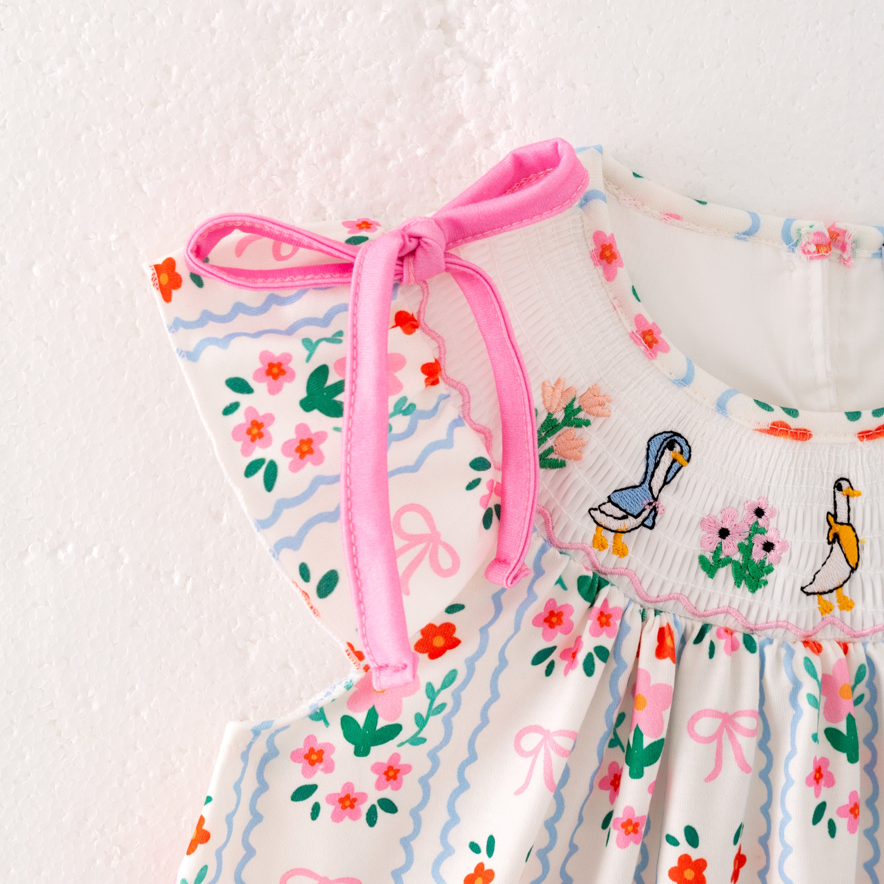 (Pre Order)Sisters Spring and Summer Goose Embroidery Smocked Dress&Romper