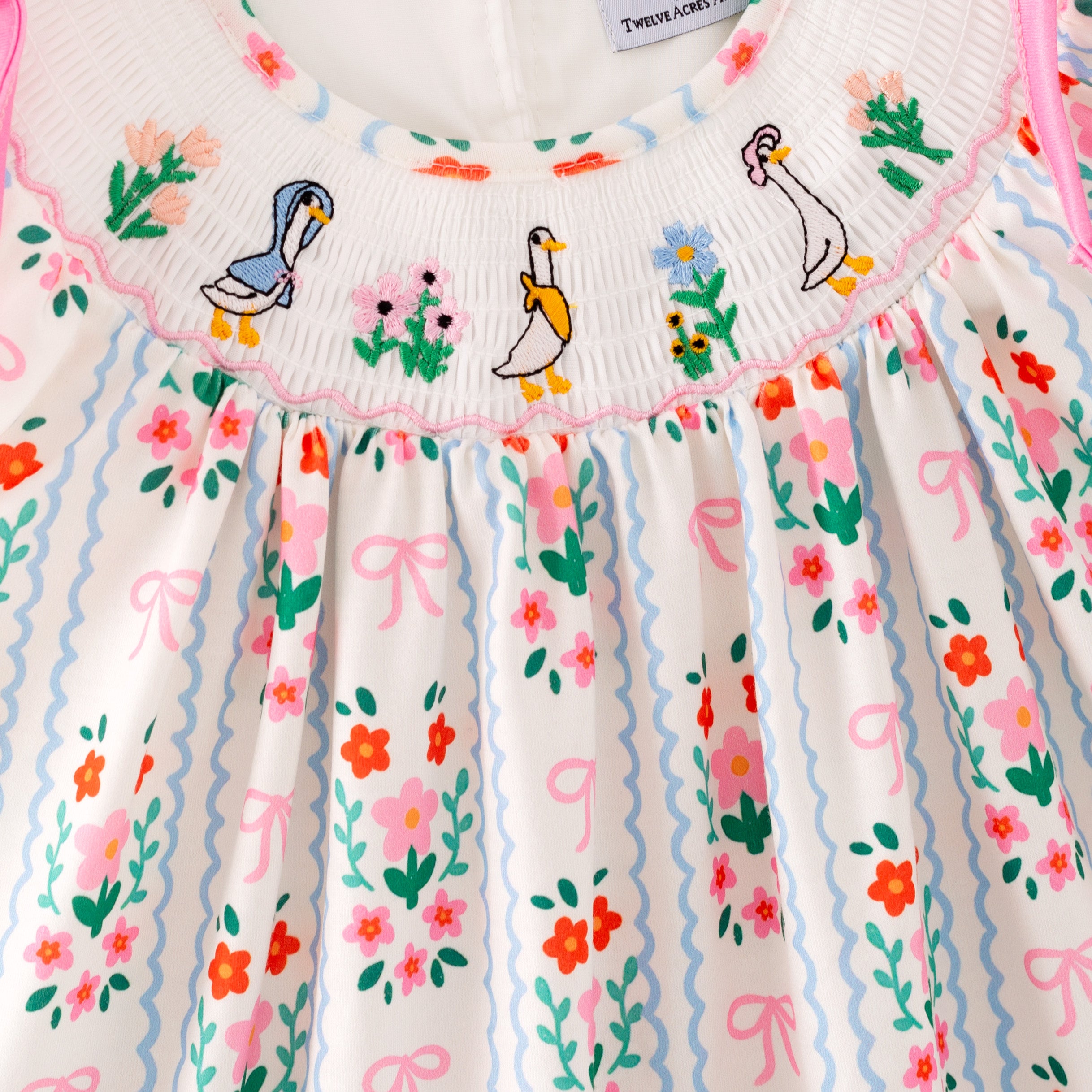 (Pre Order)Sisters Spring and Summer Goose Embroidery Smocked Dress&Romper