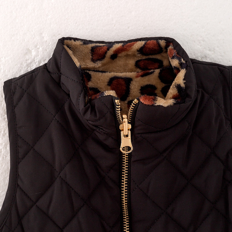 (In Stock G23-1-2 G23-2-3)Mommy and Me Black Reversible Vest