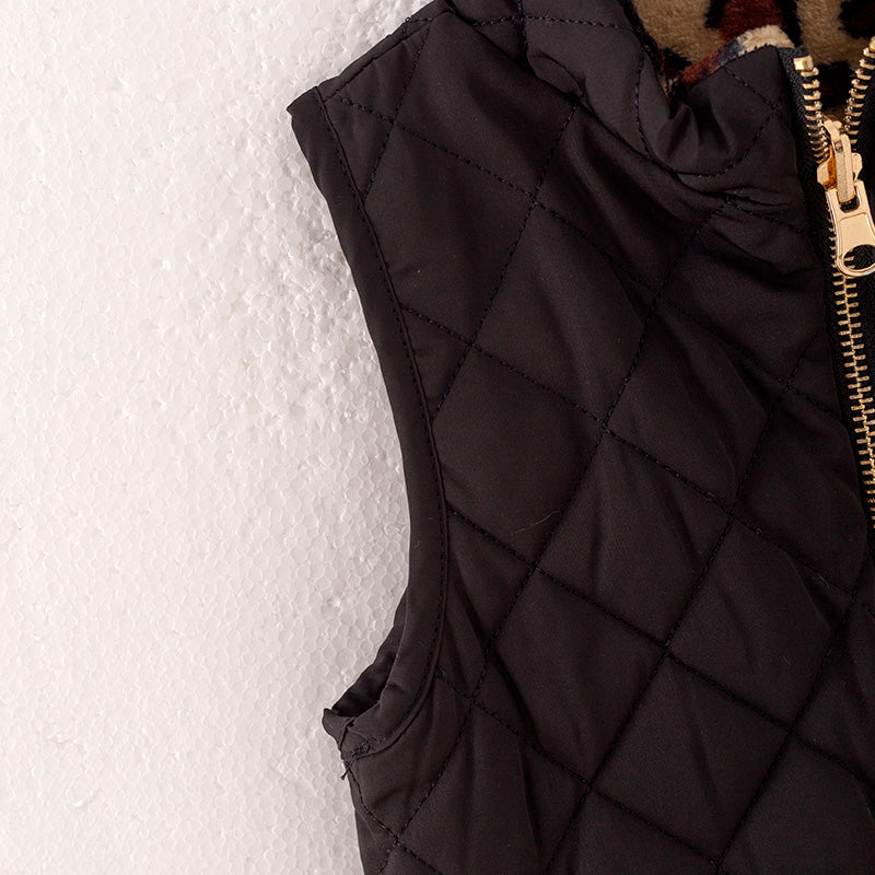 (In Stock G23-1-2 G23-2-3)Mommy and Me Black Reversible Vest