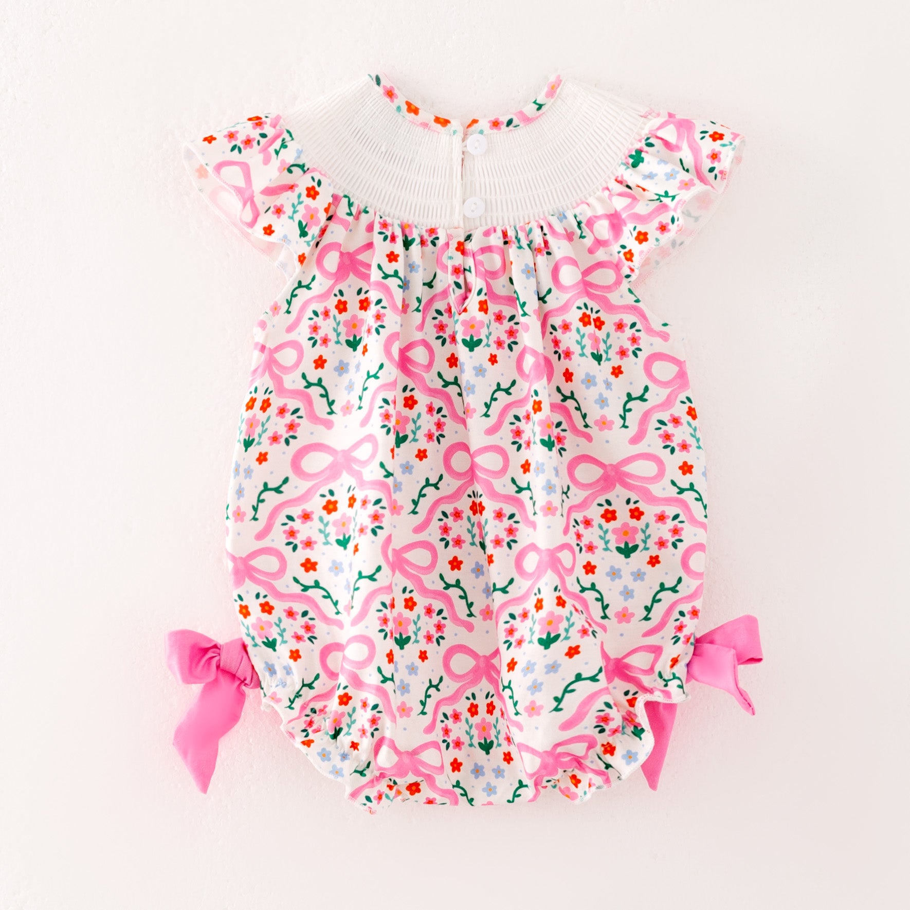 (Pre Order)Sisters Spring and Summer Goose Embroidery Smocked Romper