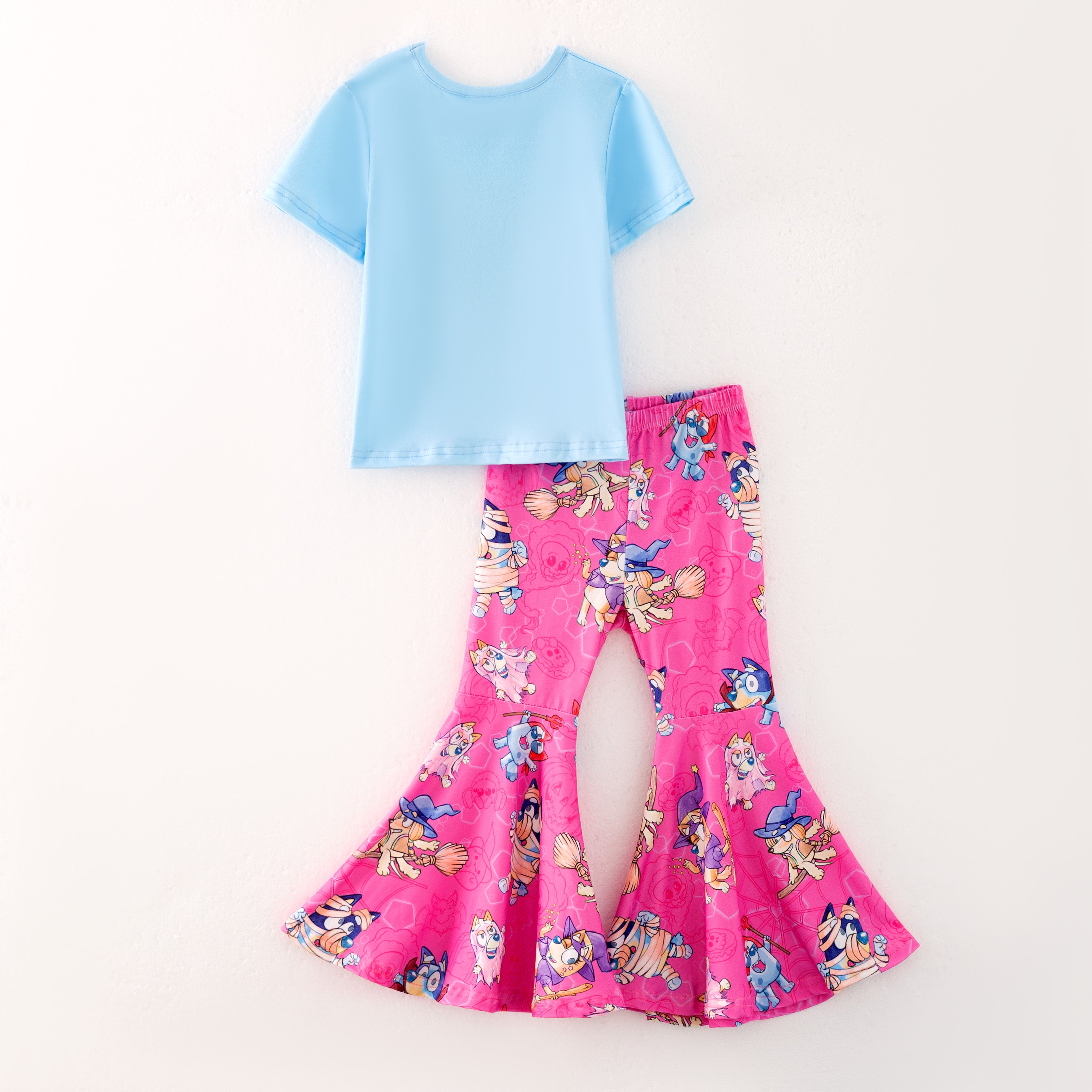 (Pre Order)Girls Halloween Cartoon Print Outfit Set