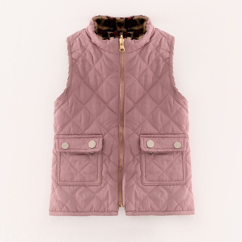 (In Stock G23-5-3 G22-5-3)Mommy and Me Smokey Pink Reversible Vest