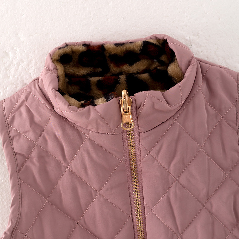 (In Stock G23-5-3 G22-5-3)Mommy and Me Smokey Pink Reversible Vest