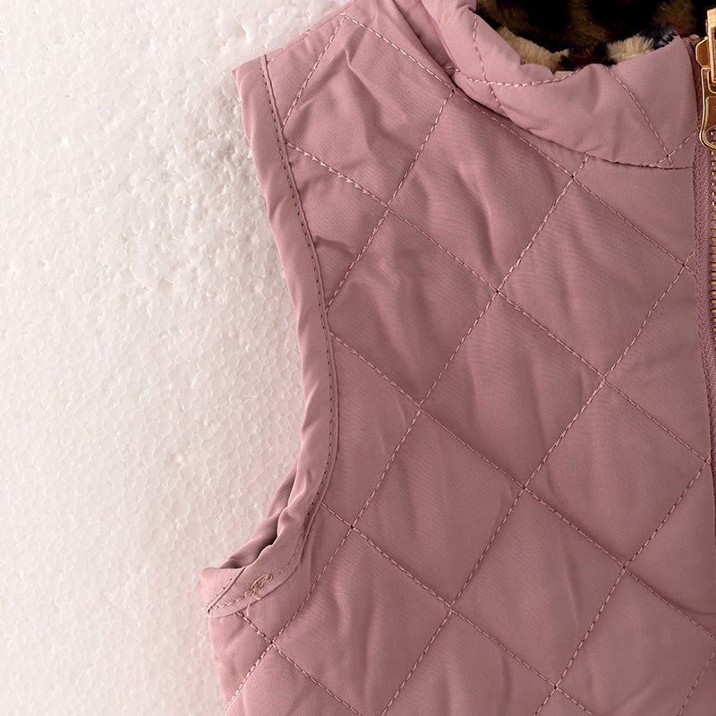 (In Stock G23-5-3 G22-5-3)Mommy and Me Smokey Pink Reversible Vest
