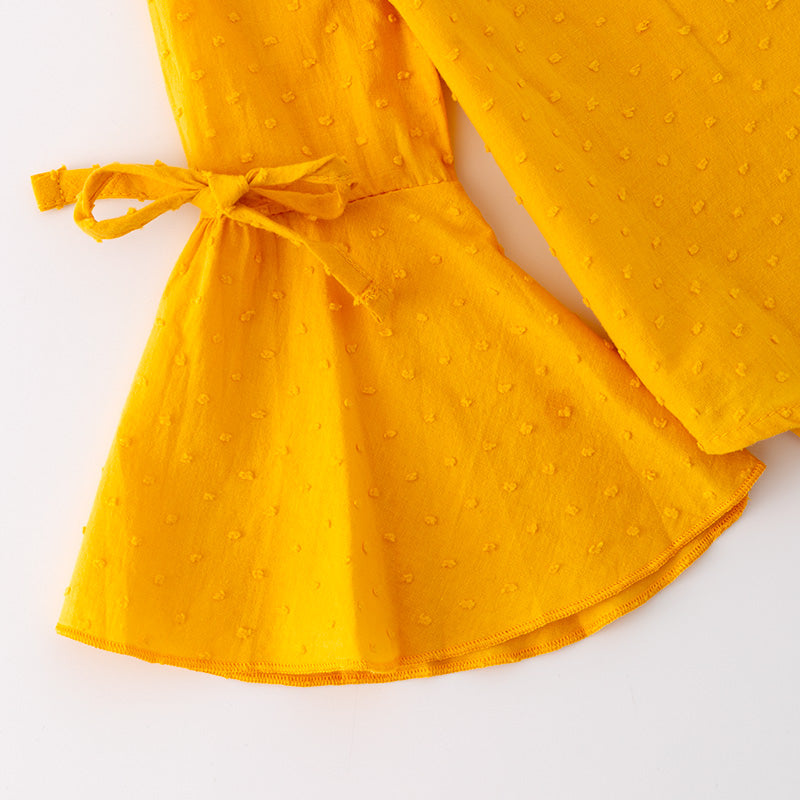 (In Stock G27-2-3)Girls Fall Swiss Dot Top 3 Pcs Outfit Set