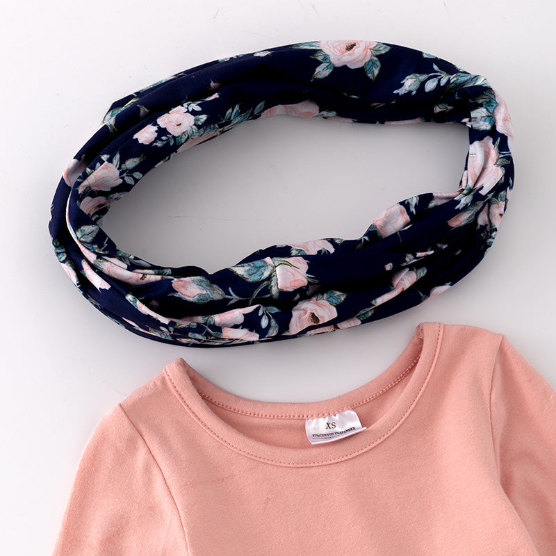 (In Stock G23-3-3)Girls Fall Floral Print Outfit Set