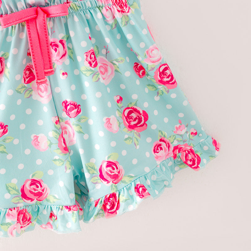 (In Stock L11-05-03)Girls Floral Print Lace Jumpsuit