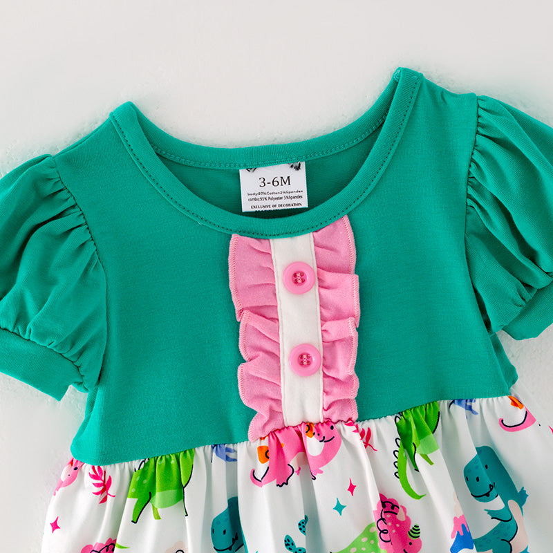 (In Stock L05-02-02)Baby Girls Dinosaur Print Romper