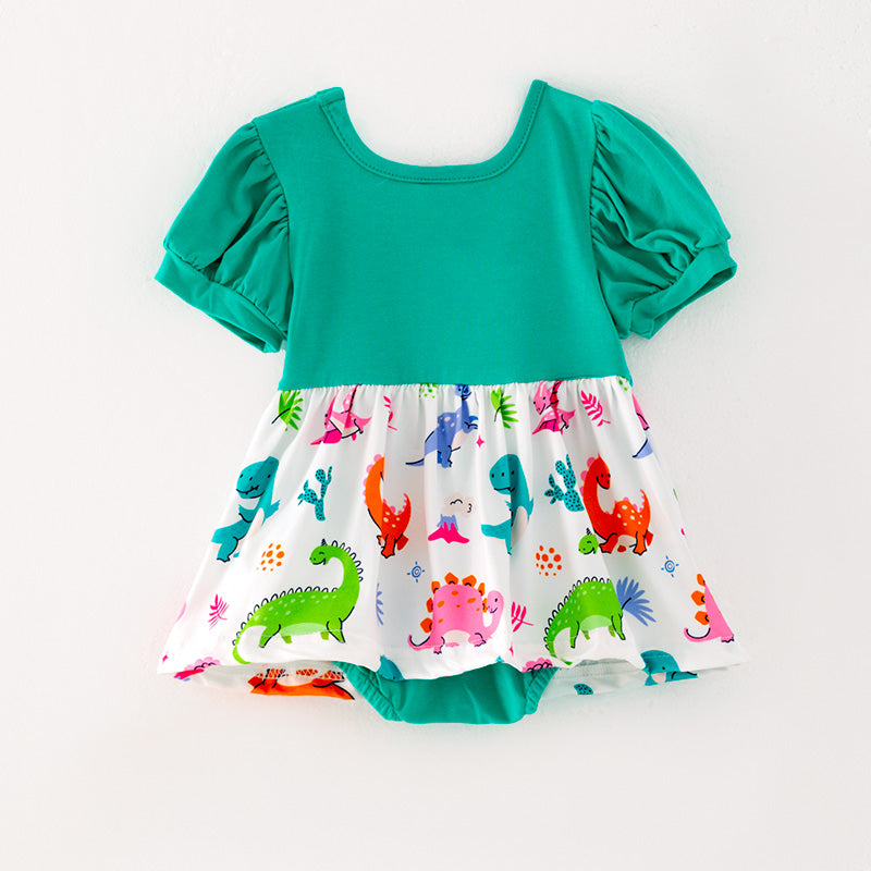 (In Stock L05-02-02)Baby Girls Dinosaur Print Romper