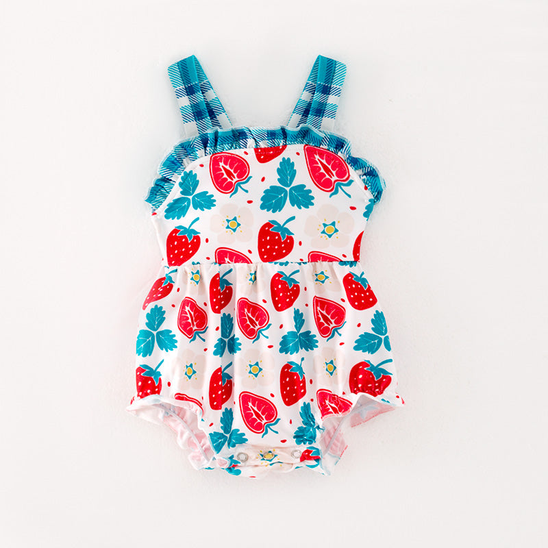 (In Stock L06-02-01)Baby Girls Strawberry Print Romper