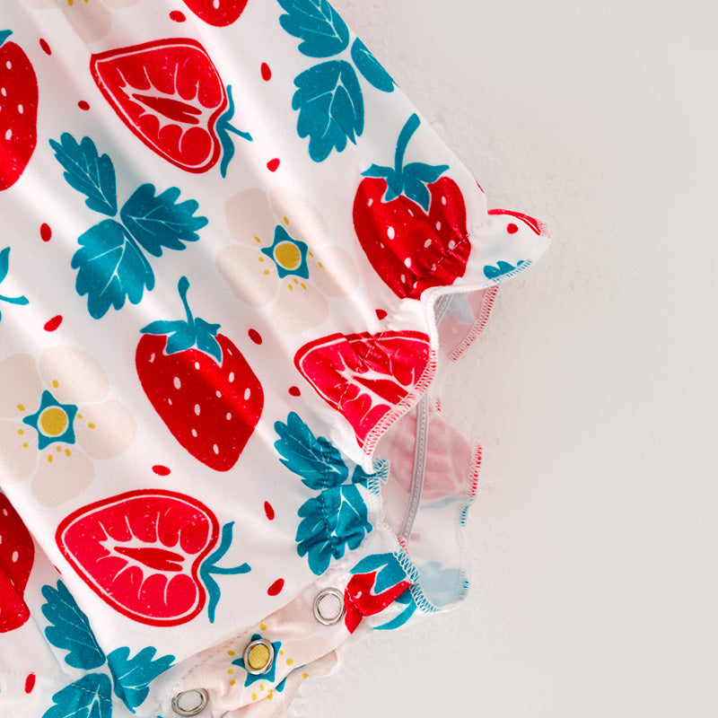(In Stock L06-02-01)Baby Girls Strawberry Print Romper