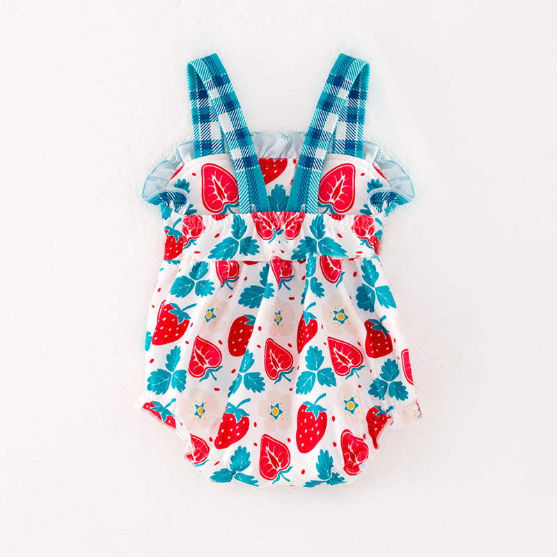 (In Stock L06-02-01)Baby Girls Strawberry Print Romper