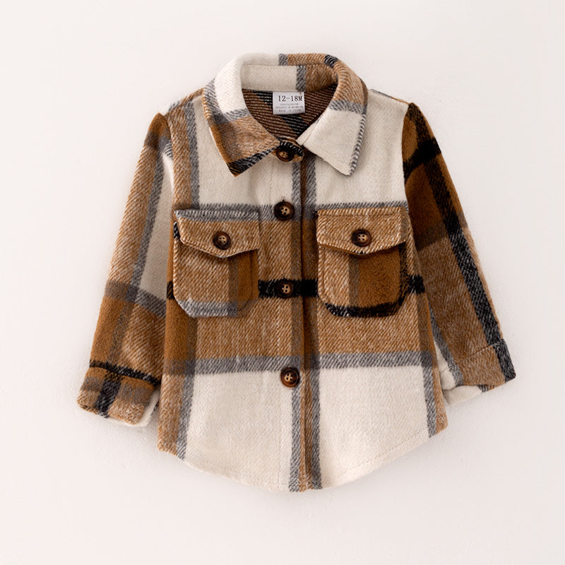 (In Stock G28-3-3 G31-3-1)Mommy and Me Fall Brown Plaid Coat