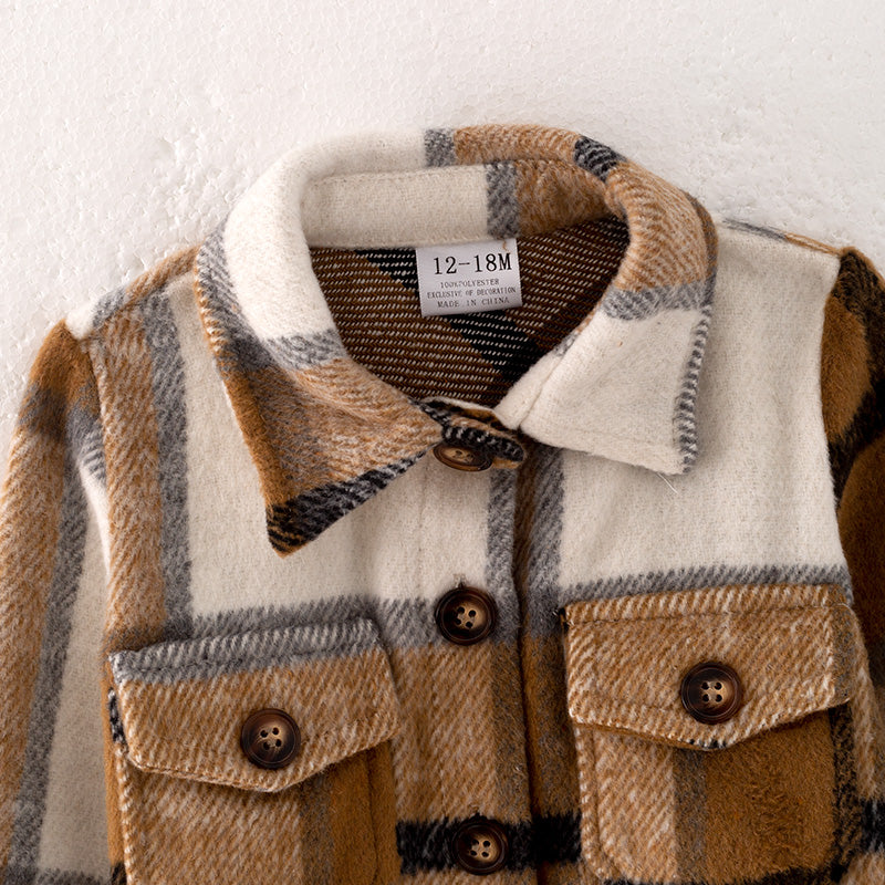 (In Stock G28-3-3 G31-3-1)Mommy and Me Fall Brown Plaid Coat