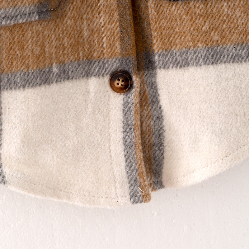 (In Stock G28-3-3 G31-3-1)Mommy and Me Fall Brown Plaid Coat