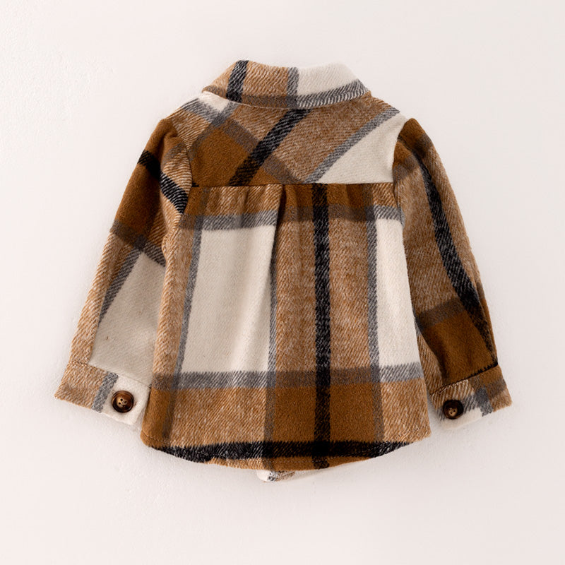 (In Stock G28-3-3 G31-3-1)Mommy and Me Fall Brown Plaid Coat