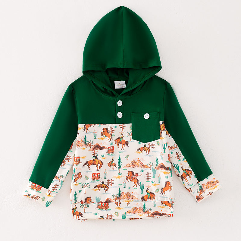 (In Stock)Boys Fall Horse Print Hoodie