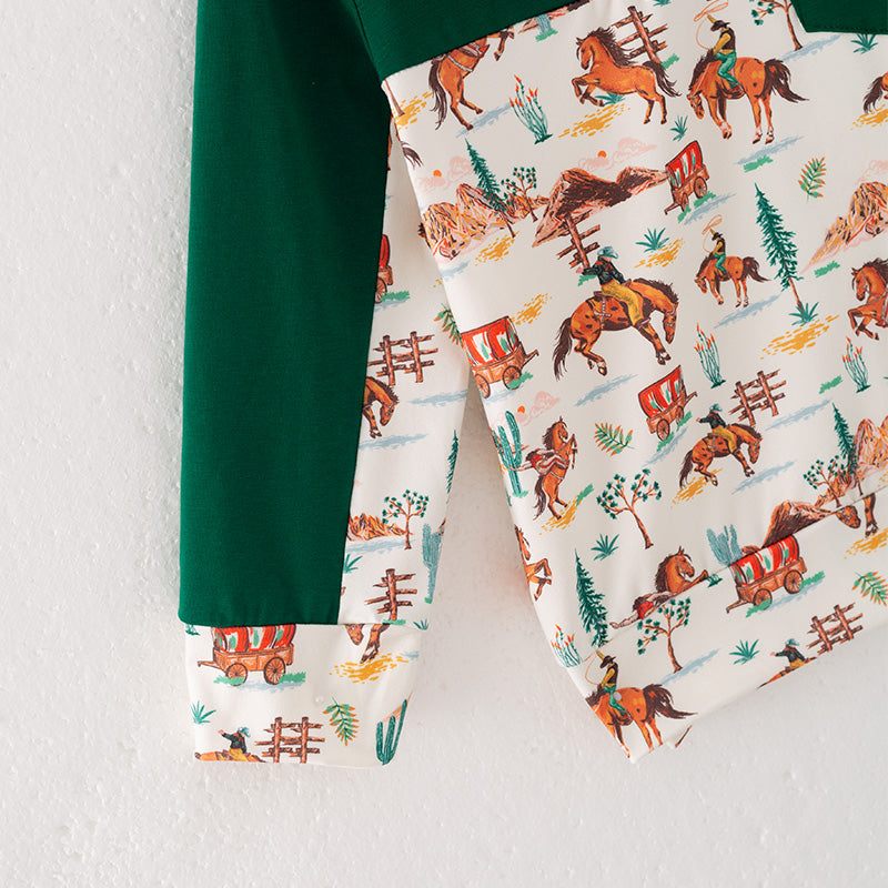 (In Stock)Boys Fall Horse Print Hoodie