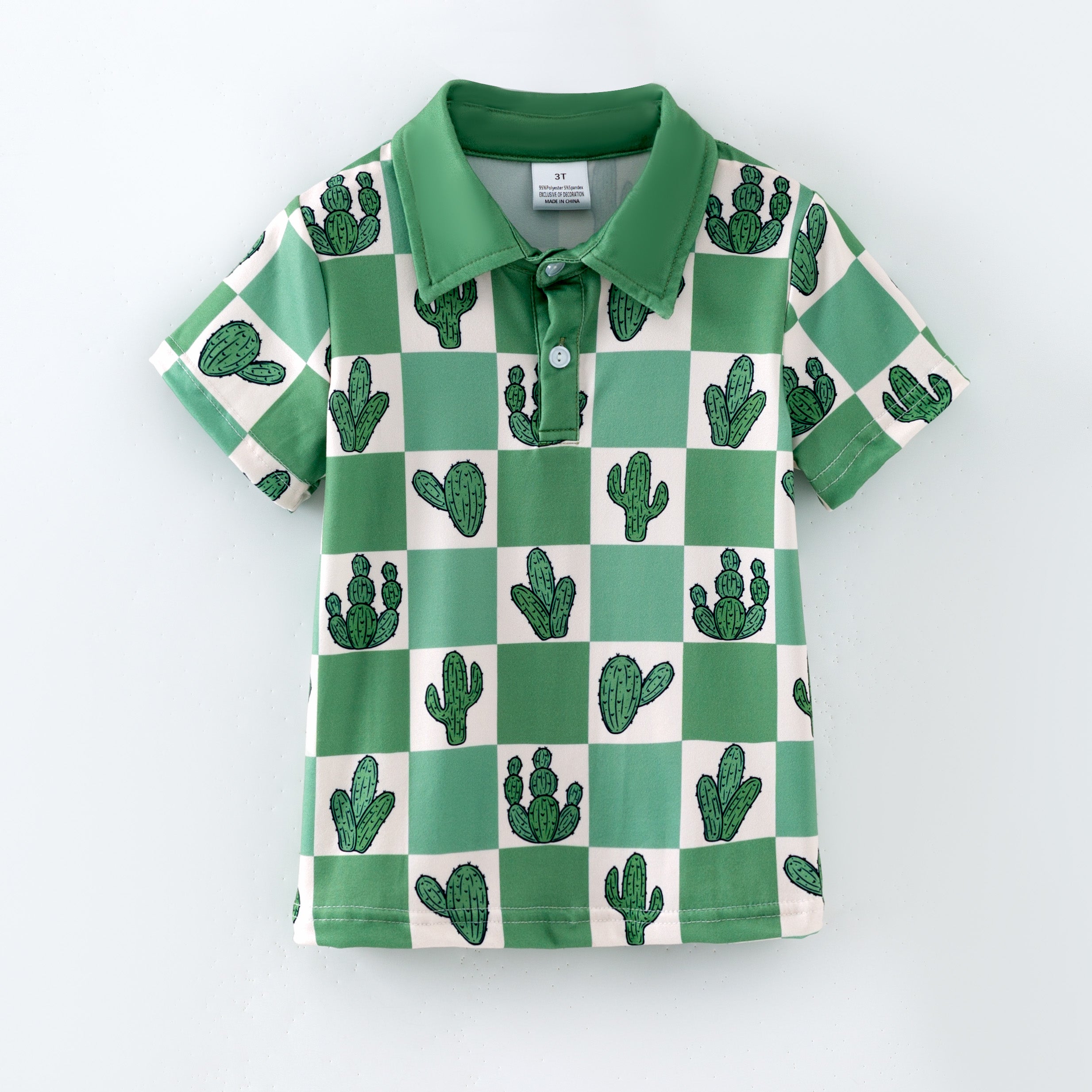 (Pre Order,Prepack Zone)Boys Spring Cactus Print Top&Romper