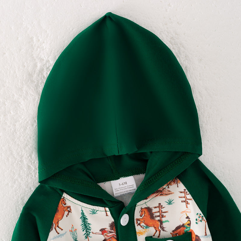 (In Stock)Toddler Boys Fall Horse Print Romper