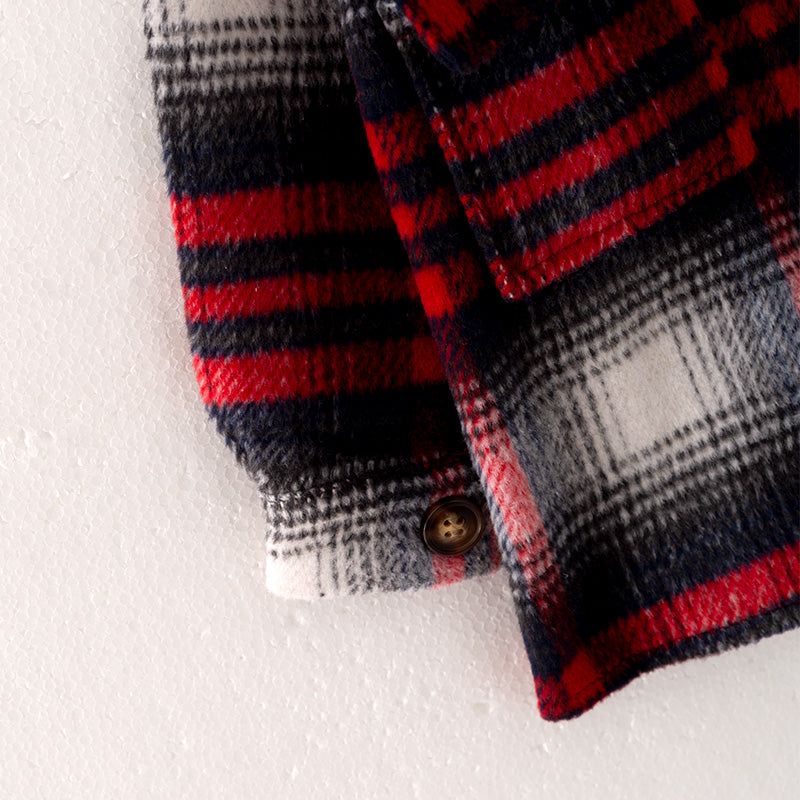 (In Stock L30-1-3)Mommy and Me Fall Red and Black Plaid Coat