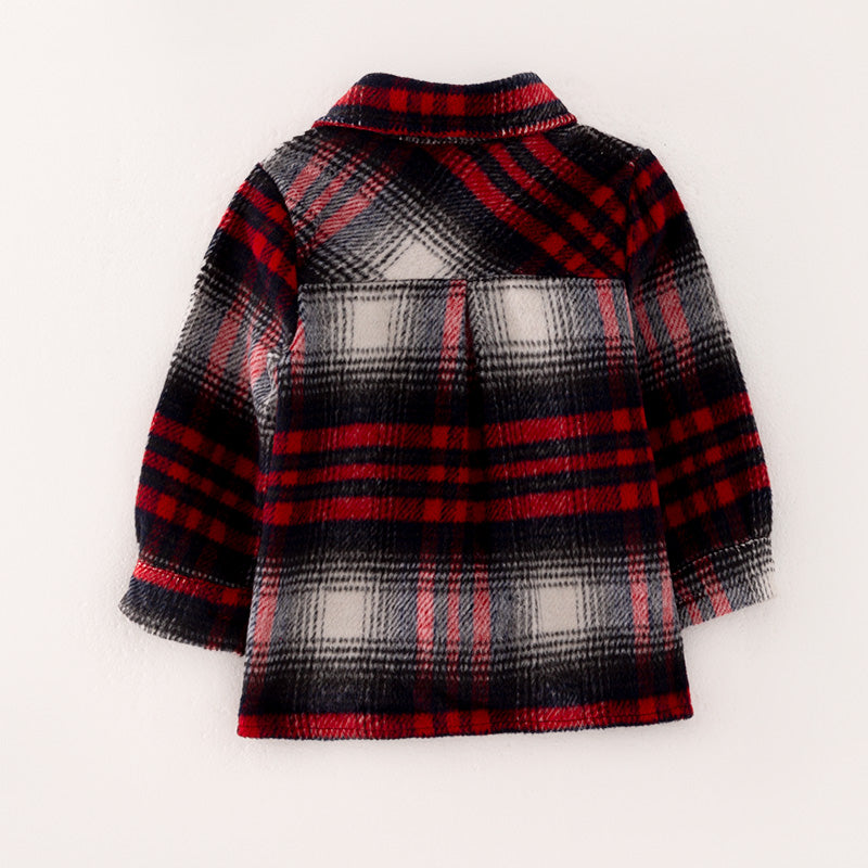(In Stock L30-1-3)Mommy and Me Fall Red and Black Plaid Coat