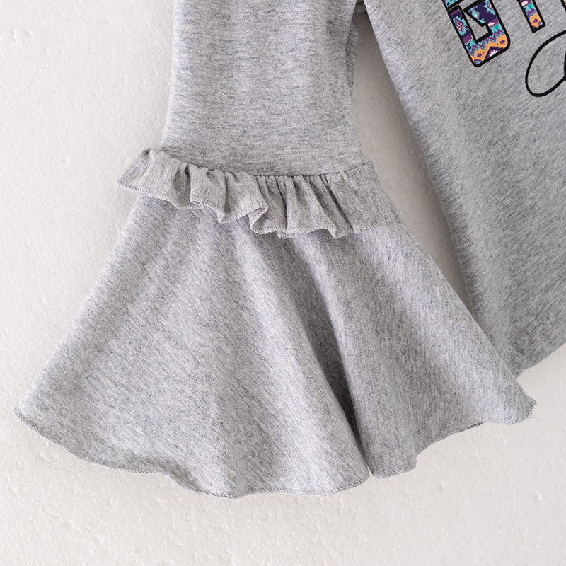 (In Stock)Girls Fall Cotton Top Ethnic Style Print Pants Set