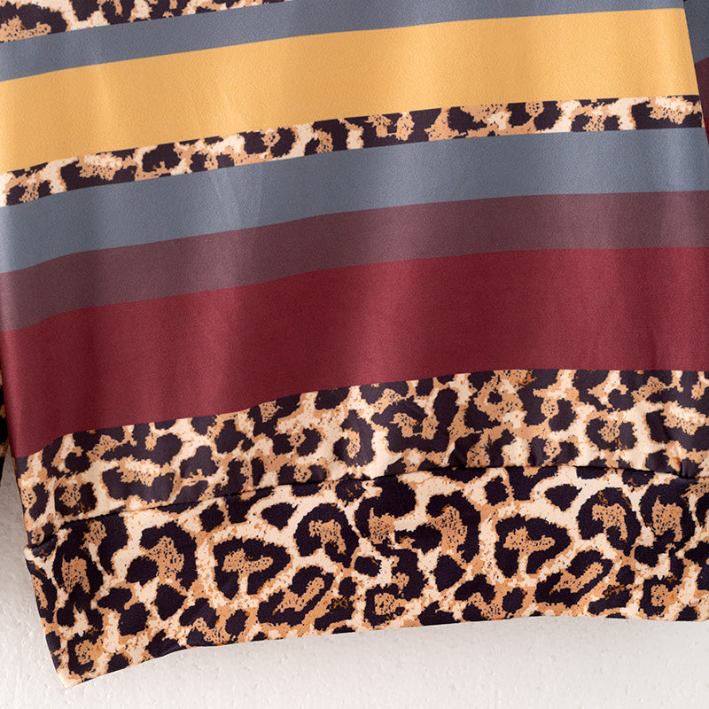 (In Stock)Girls Fall Leopard Print Multicolored Top