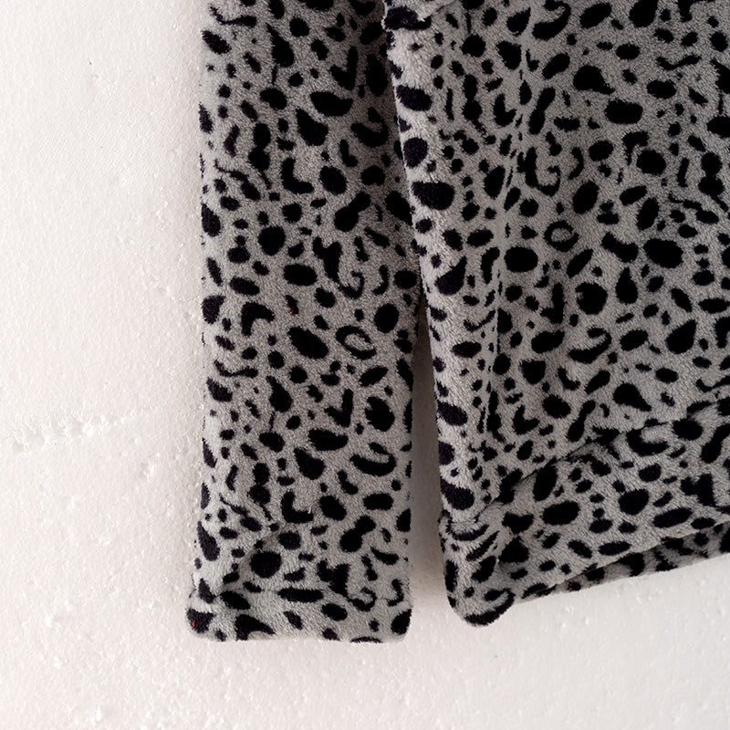 (In Stock L16-2-2)Adults Fall Grey Leopard Print Hoodie