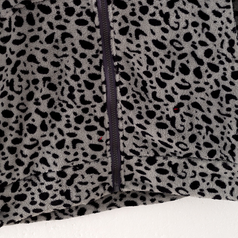(In Stock L16-2-2)Adults Fall Grey Leopard Print Hoodie