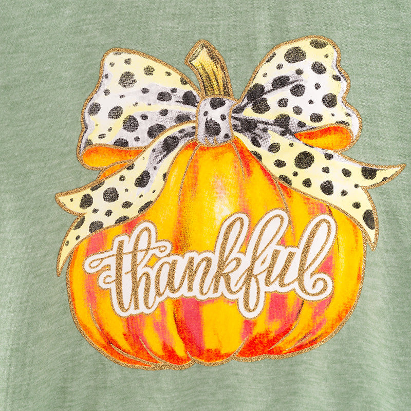 (In Stock)Girls Thanksgiving Pumpkin Print Top