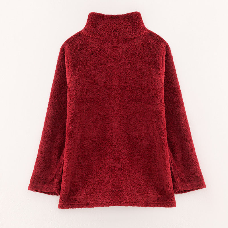 (In Stock L16-2-1)Adults Fall and Winter Dark Red Plush Coat