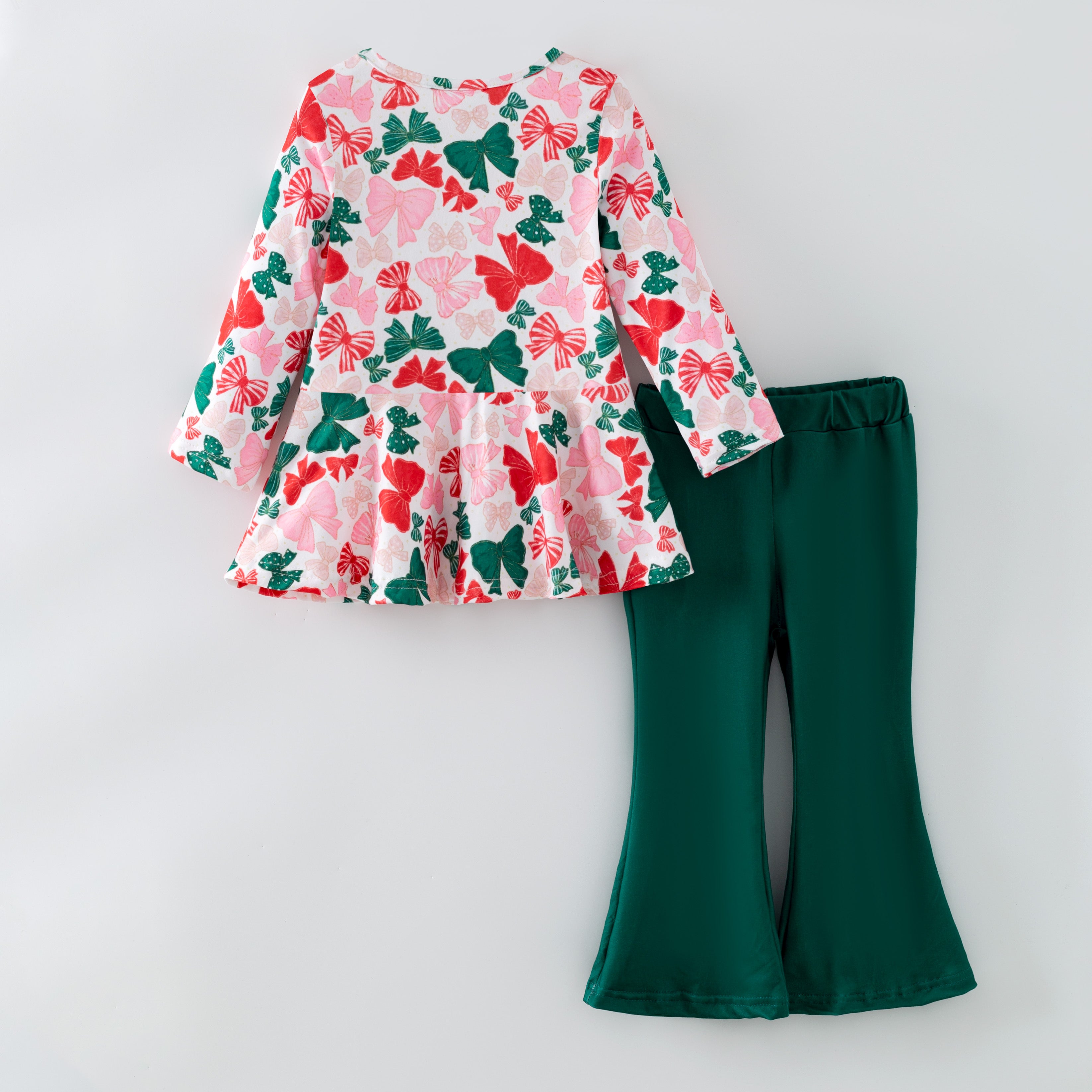 (Pre Order,Prepack Zone)Girls Christmas Bow Print Set(Mix Size)